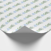 Waterverf Blauwe Bloemen Met Groen Cadeaupapier (Hoek)