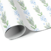 Waterverf Blauwe Bloemen Met Groen Cadeaupapier (Rol Hoek)