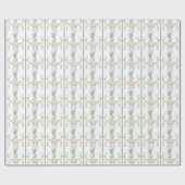 Waterverf Blauwe Bloemen met Rendieren Cadeaupapier (Vlak)