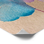 Waterverf blauwe bloemen moderne bloem op staart poster (Hoek)