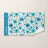 Waterverf Blauwe Bloemen Monogrammed Naam Floral Bad Handdoek (Handdoek)