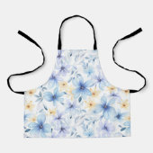 waterverf Blauwe Bloemen Naadloos Schort (Voorkant)