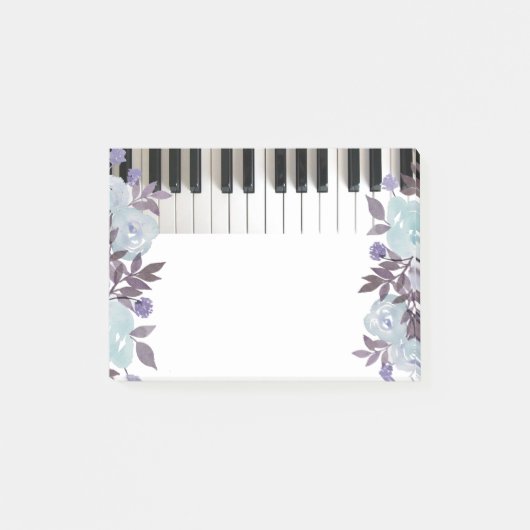 waterverf Blauwe Bloemen Piano Post-it® Notes (Voorkant)