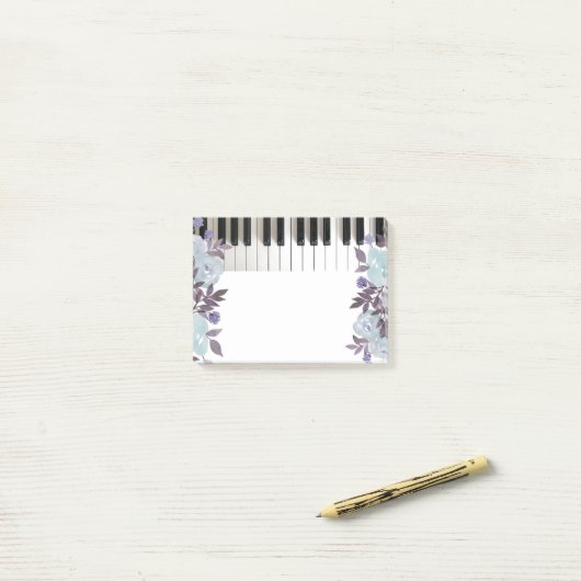 waterverf Blauwe Bloemen Piano Post-it® Notes (Op bureau)