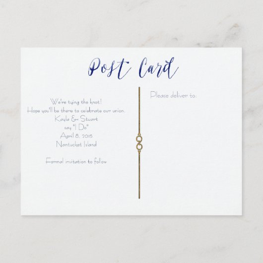 Waterverf Blauwe Bloemen sparen de Datum Weddensch Aankondigingskaart (Achterkant)