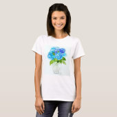 Waterverf blauwe bloemen t-shirt (Voorkant volledig)