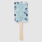 Waterverf Blauwe Bloemen Trouwprogramma Handwaaier (Achterkant)