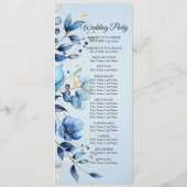 Waterverf Blauwe Bloemen Trouwprogramma Programmakaart (Achterkant)