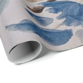 Waterverf (blauwe bloemen) Verpakkingspapier Cadeaupapier (Rol Hoek)