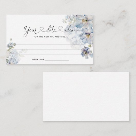 Waterverf Blauwe bloemendate nachtelijke ideeën. D Informatiekaartje (Voorkant / Achterkant)