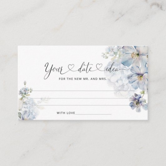 Waterverf Blauwe bloemendate nachtelijke ideeën. D Informatiekaartje (Voorkant)