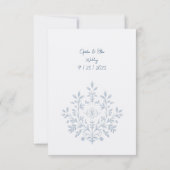 Waterverf Blauwe Bloemengrens bruiloft Uitnodiging (Achterkant)