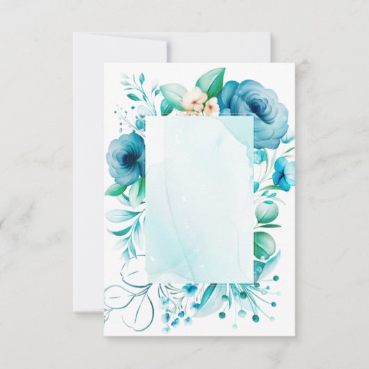 Waterverf blauwe bloemenkaart, maak je eigen  tha bedankkaart (Voorkant)