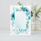 Waterverf blauwe bloemenkaart, maak je eigen  tha bedankkaart (Staand voorkant)