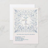 Waterverf Blauwe Bloemige Trouw Uitnodiging (Voorkant / Achterkant)