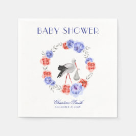 Waterverf Blauwe Bloemige Winter Krans Servetten