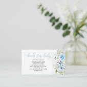 Waterverf blauwe boeken voor baby informatiekaartje (Staand voorkant)