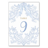 waterverf blauwe boog elegante tafel nummer kaart (Achterkant)
