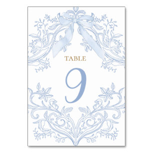waterverf blauwe boog elegante tafel nummer kaart