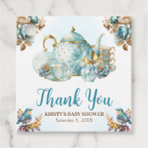 Waterverf Blauwe Bosbes Thee Feestje Baby Shower