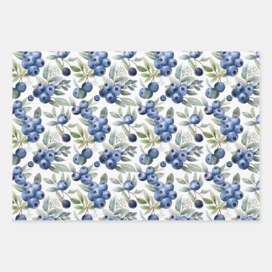 Waterverf blauwe bosbessen inpakpapier vel (Voorkant 2)