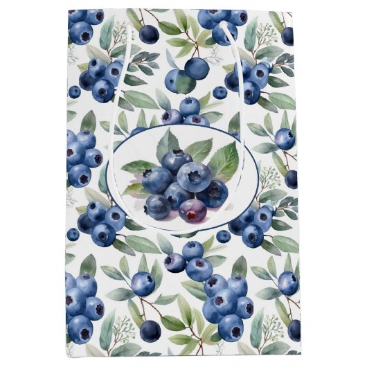 Waterverf blauwe bosbessen medium cadeauzakje (Voorkant)