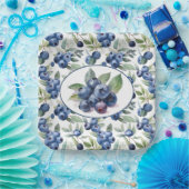 Waterverf blauwe bosbessen papieren bordje (Feest)
