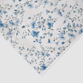 Waterverf Blauwe Botanische Bloemen Patroon Nr. 1 Tissuepapier (Detail)