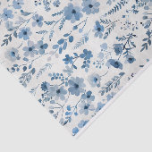 Waterverf Blauwe Botanische Bloemen Patroon Nr. 2 Tissuepapier (Detail)
