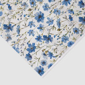 Waterverf Blauwe Botanische Bloemen Patroon Nr. 4 Tissuepapier (Detail)