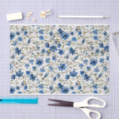 Waterverf Blauwe Botanische Bloemen Patroon Nr. 4 Tissuepapier (Craft)