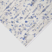 Waterverf Blauwe Botanische Bloemen Patroon Nr. 5 Tissuepapier (Detail)