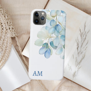 Waterverf Blauwe Botanische Hydrangea Monogram Case-Mate iPhone Case