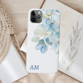 Waterverf Blauwe Botanische Hydrangea Monogram Case-Mate iPhone Case
