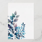 Waterverf Blauwe botanische takken Weddenschap Don Folie Uitnodiging (Achterkant)