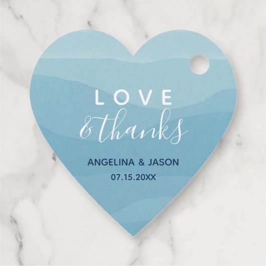 Waterverf Blauwe Bruiloft Dank u Bedankjes Labels (Achterkant)