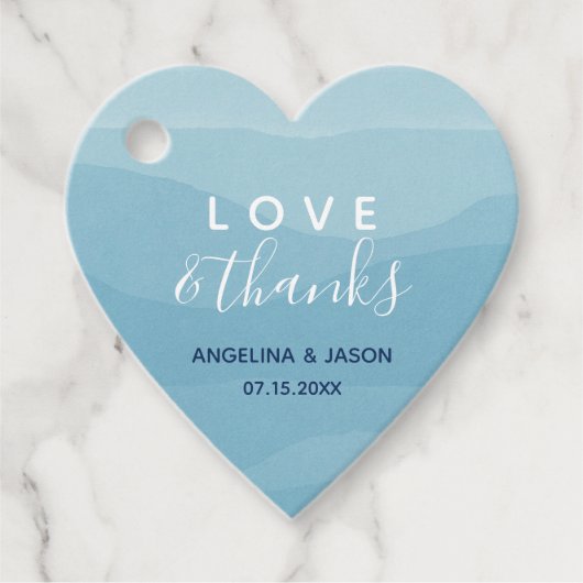 Waterverf Blauwe Bruiloft Dank u Bedankjes Labels (Voorkant)