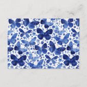 Waterverf blauwe bruiloft details Butterflies Informatiekaartje (Achterkant)