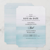 Waterverf blauwe bruiloft. Eenvoudig elegant nauti Save The Date (Voorkant / Achterkant)