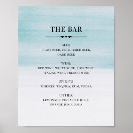 Waterverf blauwe bruiloft. Eenvoudige drink bar Poster