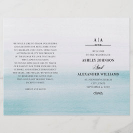 Waterverf blauwe bruiloft. Elegant programma gevou