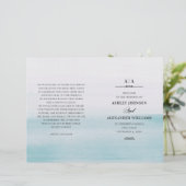 Waterverf blauwe bruiloft. Elegant programma gevou (Staand voorkant)