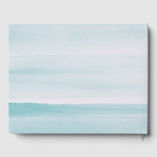 Waterverf blauwe bruiloft. Klassieke elegante naut Gastenboek (Achterkant)