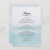 Waterverf blauwe bruiloft. Klassieke elegante naut Menu (Voorkant / Achterkant)