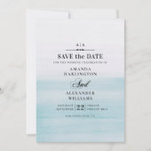 Waterverf blauwe bruiloft. Klassieke elegante naut Save The Date (Voorkant)