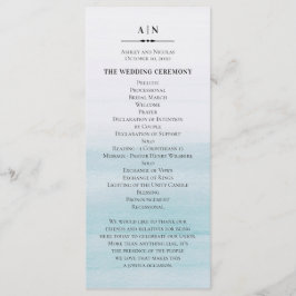 Waterverf Blauwe bruiloft. Klassieke nautische sim Programmakaart