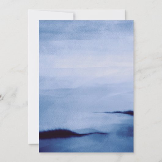 waterverf blauwe bruiloft met elegante nautische s kaart (Achterkant)