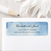 Waterverf blauwe bruiloft. Modern nautisch adres Etiket (Insitu)