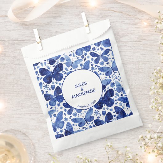 Waterverf blauwe bruiloft voor Butterfly Bedankzakje (Geknipt)