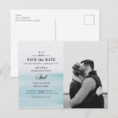 Waterverf blauwe bruiloft. Zeevaart Save the Date Briefkaart (Voorkant / Achterkant)